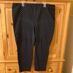 Old Navy Pixie Navy/white polka dot slim ankle pants size 20